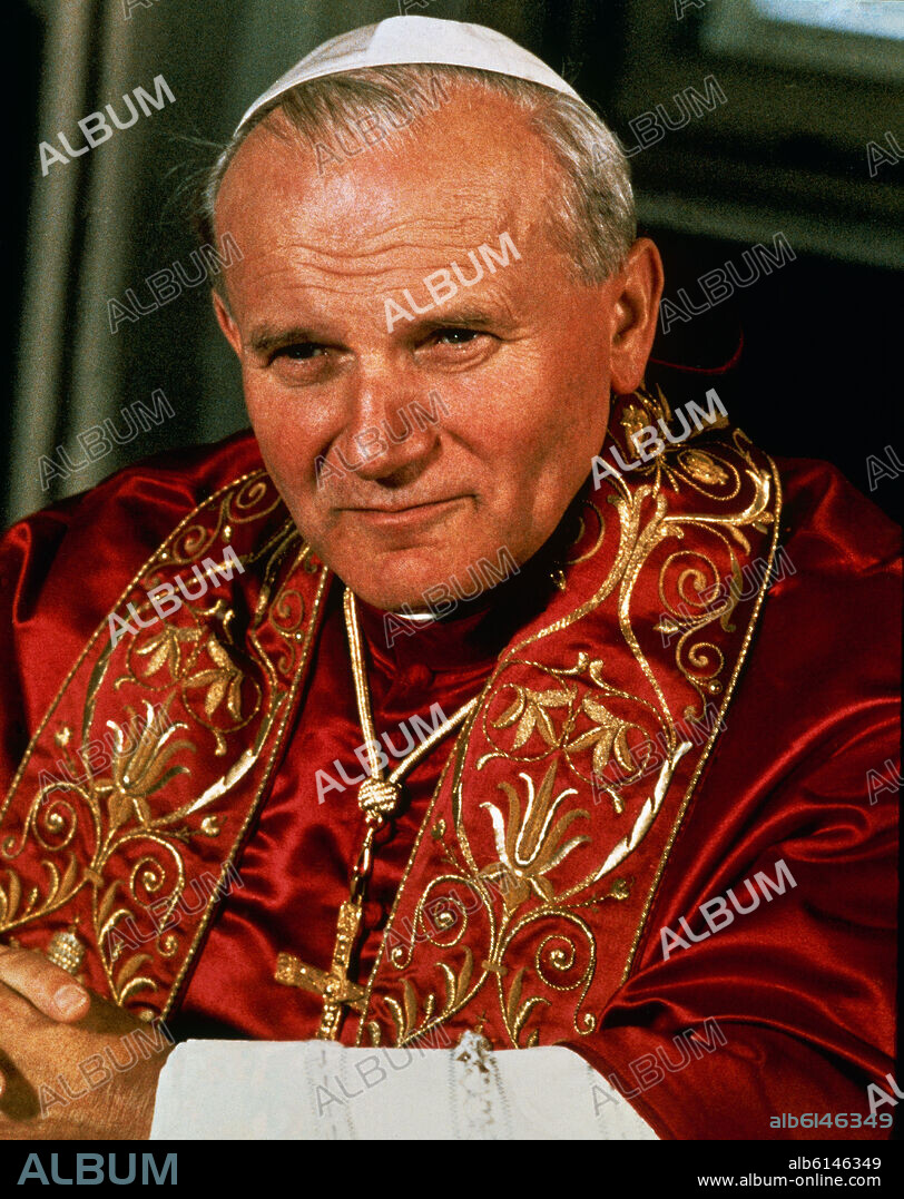RETRATO DEL PAPA JUAN PABLO II A FINALES DE LOS AÑOS 80.