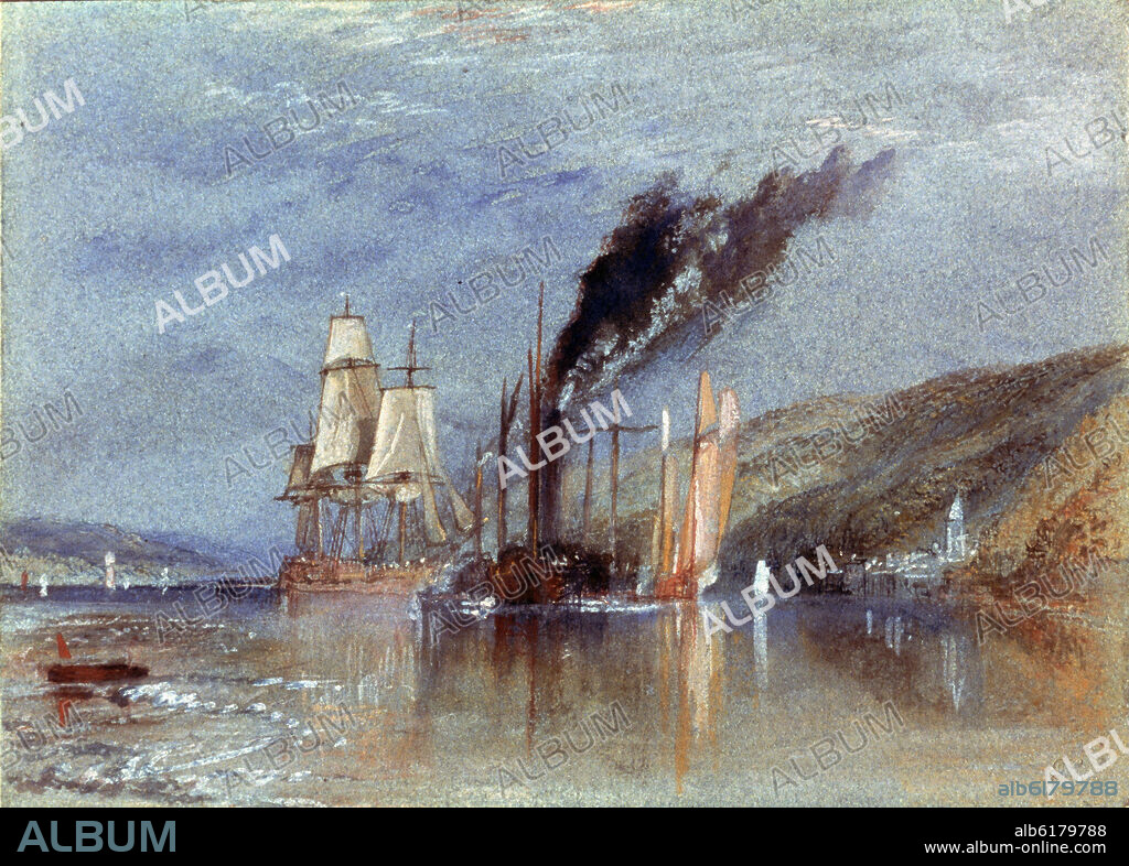 JOSEPH MALLORD WILLIAM TURNER (1775-1851). ENTRE QUILLEBEUF Y VILLEQUIER - 1832 - O/L - 13,7x19,1 - ROMANTICISMO INGLES.