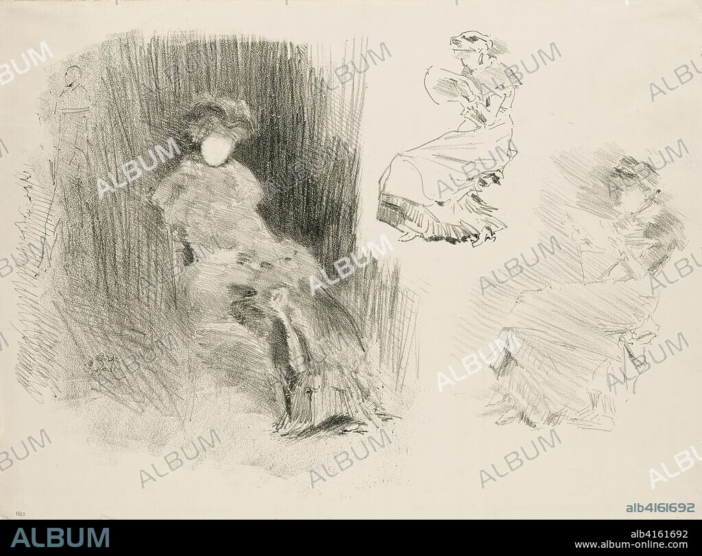 JAMES MACNEILL WHISTLER. Reading. James McNeill Whistler; American, 1834-1903. Date: 1879. Dimensions: 253 x 365 mm (image); 279 x 377 mm (sheet). Lithograph, in black ink, with stumping, on ivory wove paper. Origin: United States.