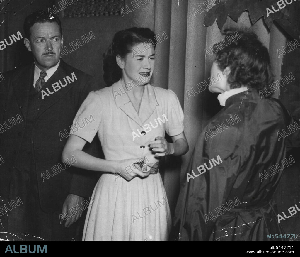 Betty McDowall fimls acting a tough job as she collects a smack from Coral Fairweather in the Minerva play ''the Gioconda Smile.'' Richard Parry looks on. Australia actress Betty McDowall, 25, has been chosen to play Z character role of an American girl in a new American television film being made in England according to an AAP message. Betty McDowall above character study) at first could not convince the producers that she could Play the part of an American. They admitted their 2 mistake after seeing Betty as an American in an English TV play. March 9, 1949.