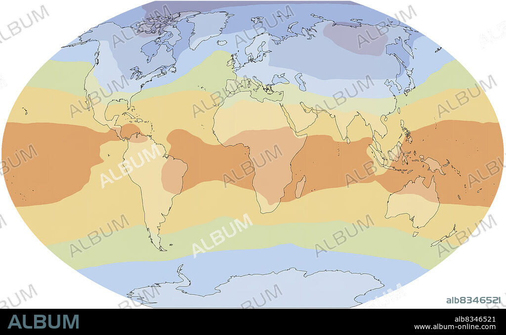 Isotherms are imaginary lines on a map linking places with an identical temperature. at a given moment. Among other things, isotherms enable us to observe how temperatures change through the seasons. This image shows the average air temperature at ground level in January.