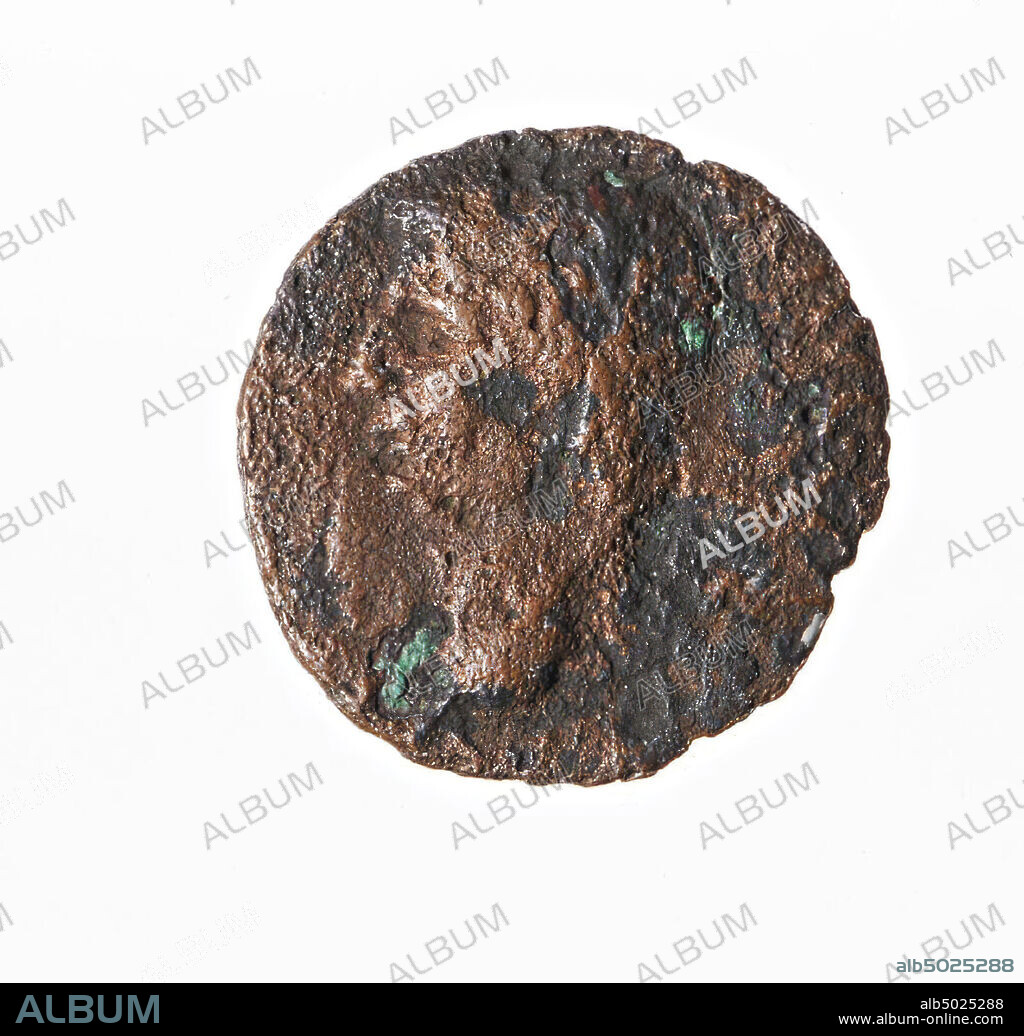 The Netherlands Roman period, coin, ash, Claudius I, metal, copper, Diam., 23 mm, wt., 4.56 gr, roman 41-54, the Netherlands, Gelderland, Maasdriel, Rossum.