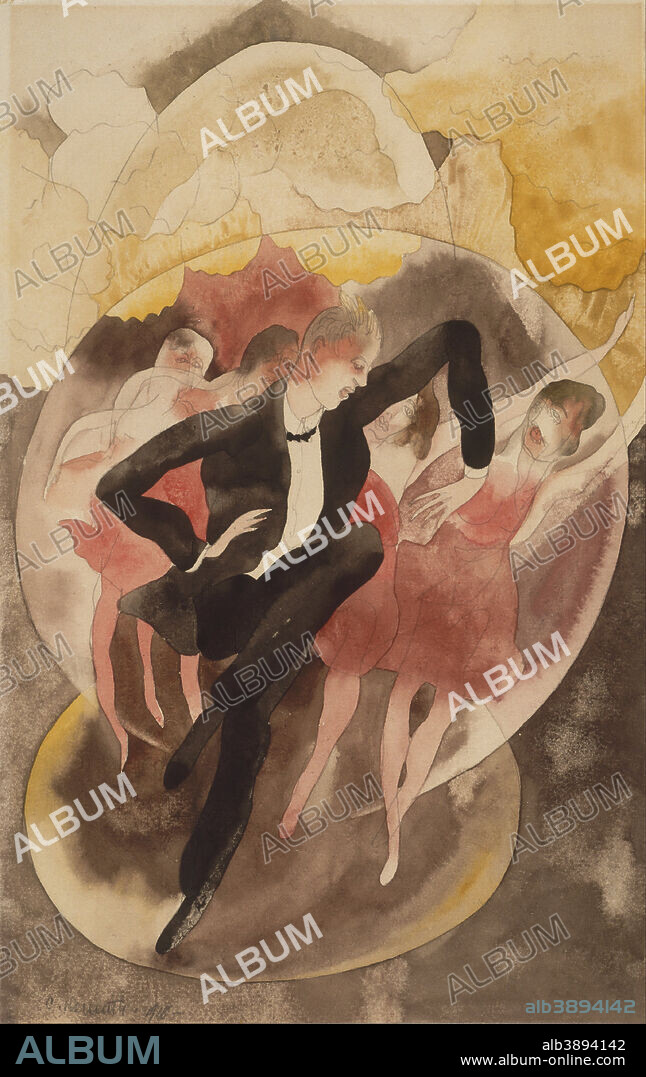 CHARLES DEMUTH. In Vaudeville (Dancer with Chorus). Date/Period: 1918. Drawing. Watercolor and graphite on off-white wove paper Watercolor and graphite on off-white wove paper. Height: 330.45 mm (13 in); Width: 206.50 mm (8.12 in).