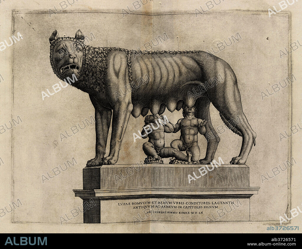 ITALIAN 16TH CENTURY. Capitoline Wolf with Romulus and Remus. Dated: 1552. Dimensions: plate: 26.2 x 34.2 cm (10 5/16 x 13 7/16 in.). Medium: engraving.