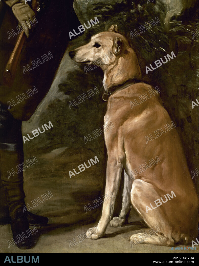 DIEGO VELAZQUEZ (1599-1660). EL CARDENAL INFANTE DON FERNANDO DE AUSTRIA - DETALLE DEL PERRO - 1632/1636 - O/L - NP 1186 - BARROCO ESPAÑOL - CONJUNTO 405.