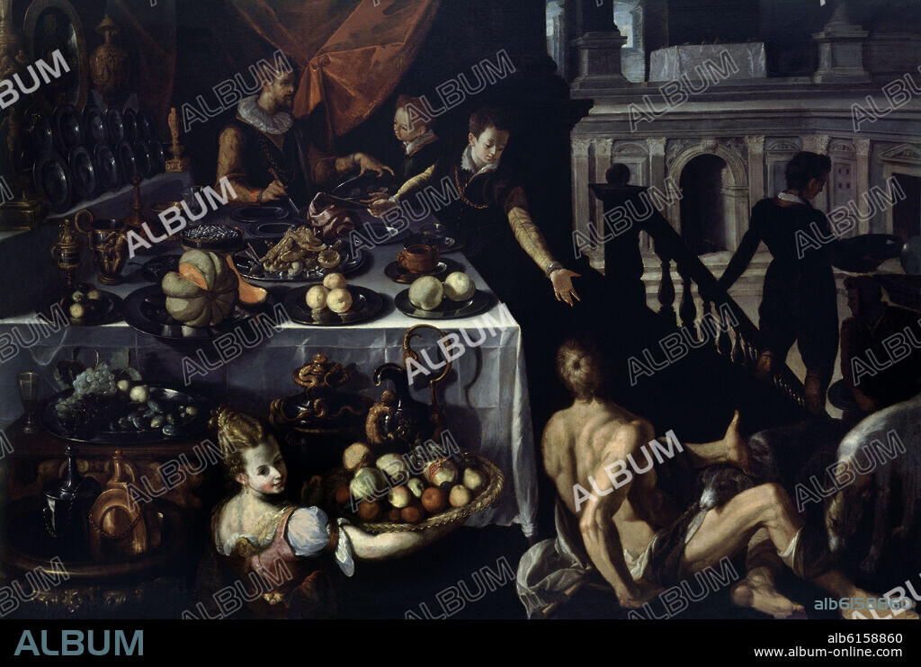 VAZQUEZ ALONSO. LA CENA DEL RICO EPULON - SIGLO XVI - MANIERISMO ITALIANO.