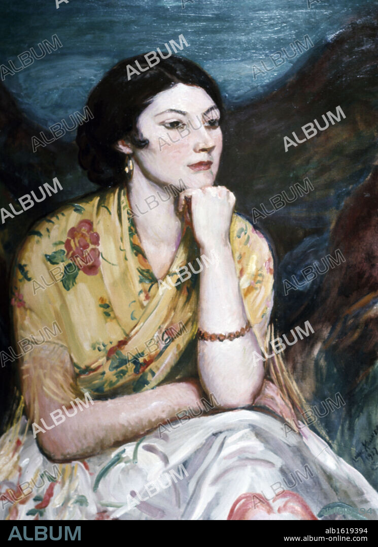 Woman of Seville by Louis Kronberg,  oil painting,  1927,  (1872-1965),  USA,  Pennsylvania,  Philadelphia,  David David Gallery.