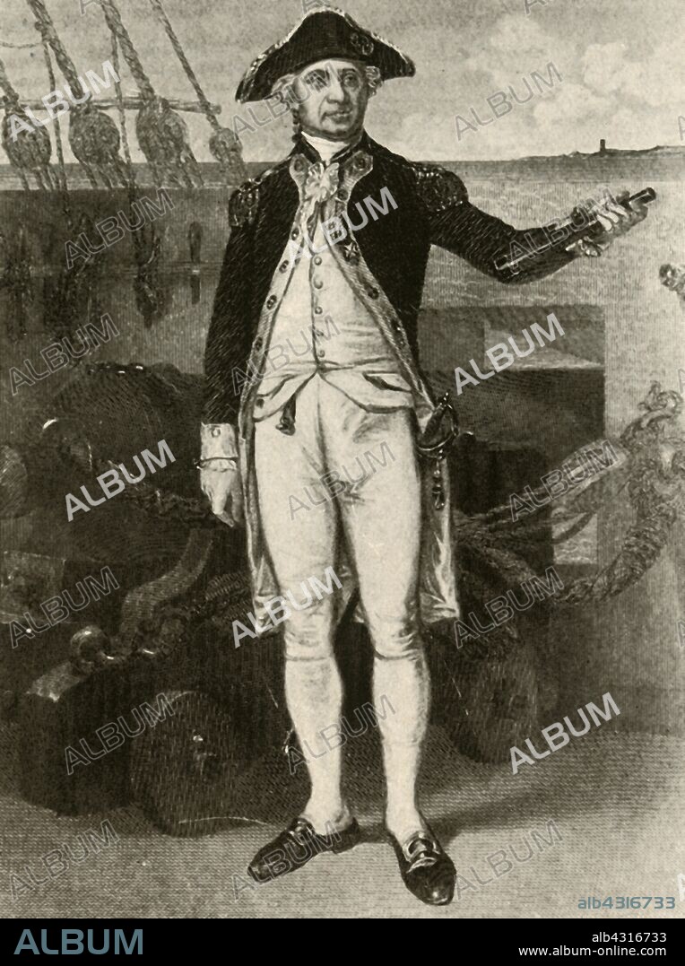 'Portrait of Paul Jones, Commodore of the United States Navy', c1780, (1937). John Paul Jones (1747-1792)  naval commander in the American Revolutionary War.  From "History of American Costume - Book One 1607-1800", by Elisabeth McClellan. [Tudor Publishing Company, New York, 1937].