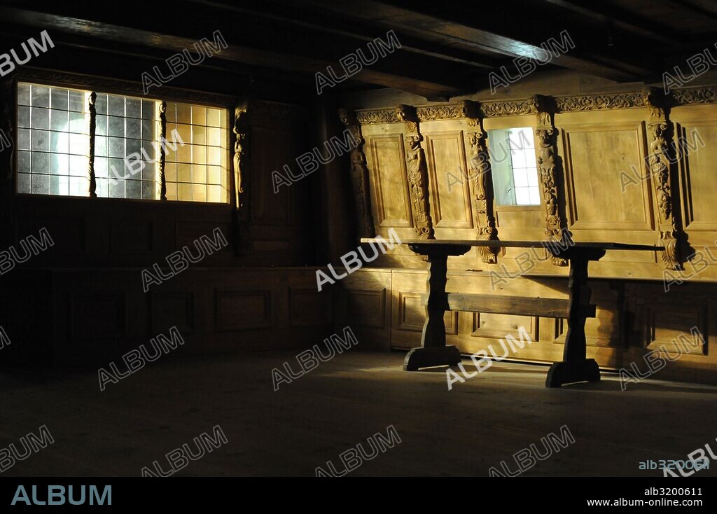 Warship Vasa. Built at 1626-1628 on the orders of the King of Sweden Gustavus Adolphus. The senior officers ocupied de great cabin. Vasa Museum. Stockholm. Sweden.