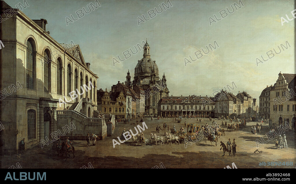 BERNARDO BELLOTTO. View of the Neumarkt in Dresden from the Jüdenhofe. Date/Period: 1749. Painting. Oil on canvas. Height: 1,360 mm (53.54 in); Width: 2,360 mm (92.91 in).