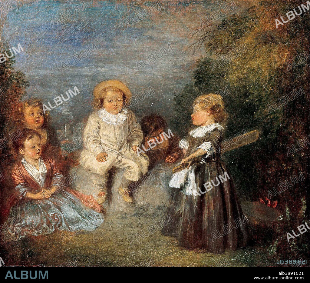 ANTOINE WATTEAU. Heureux age! Age d'or (Happy Age! Golden Age). Date/Period: Ca. 1716-20. Painting. Oil on panel. Height: 20.30 mm (0.79 in); Width: 23.60 mm (0.92 in).