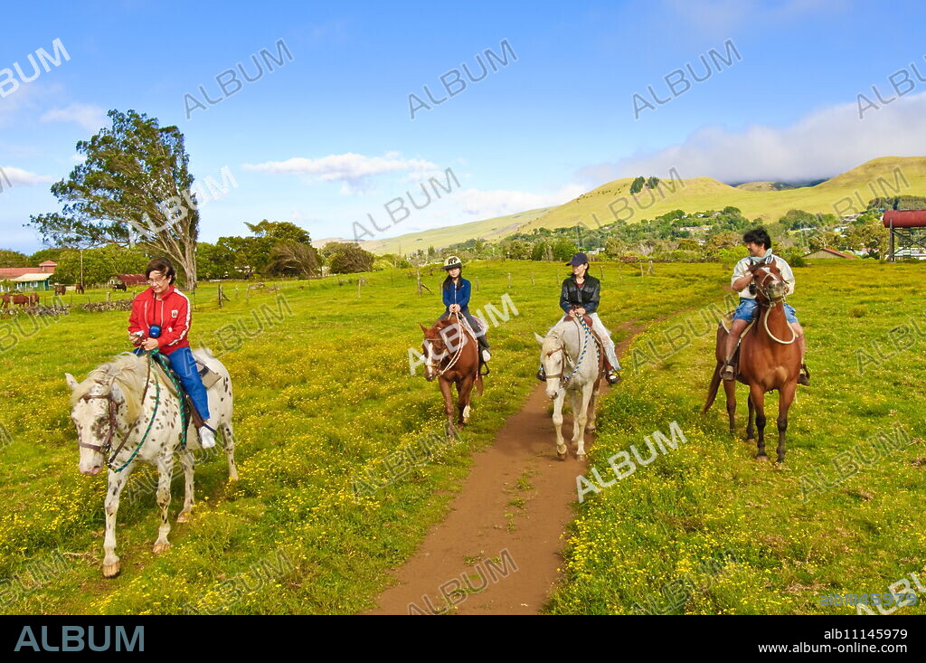 Horseback riding at Parker Ranch, The Big Island, Hawaiian Islands, United States of America, Pacific, North America.