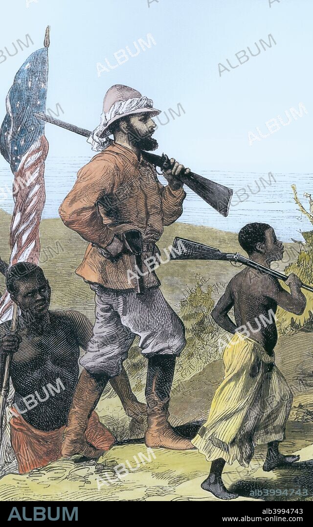 Henry Morton Stanley approaching Lake Tanganyika, Africa, 19th century. Stanley (1841-1904) was sent by the New York Herald to look for Dr Livingstone, who had been lost for two years in central Africa. Stanley met Livingstone in 1871, and stayed with him until early 1872. Livingstone then set off on another journey and never came back. Stanley's greatest journey was the crossing of Africa to the Atlantic which took him from 1874-1877. He again crossed Africa in 1887-1889, and in doing so contributed to laying the boundaries of what would become Uganda and Kenya. His publications How I found Livingstone and Through the Dark Continent gave detailed accounts of his travels.
