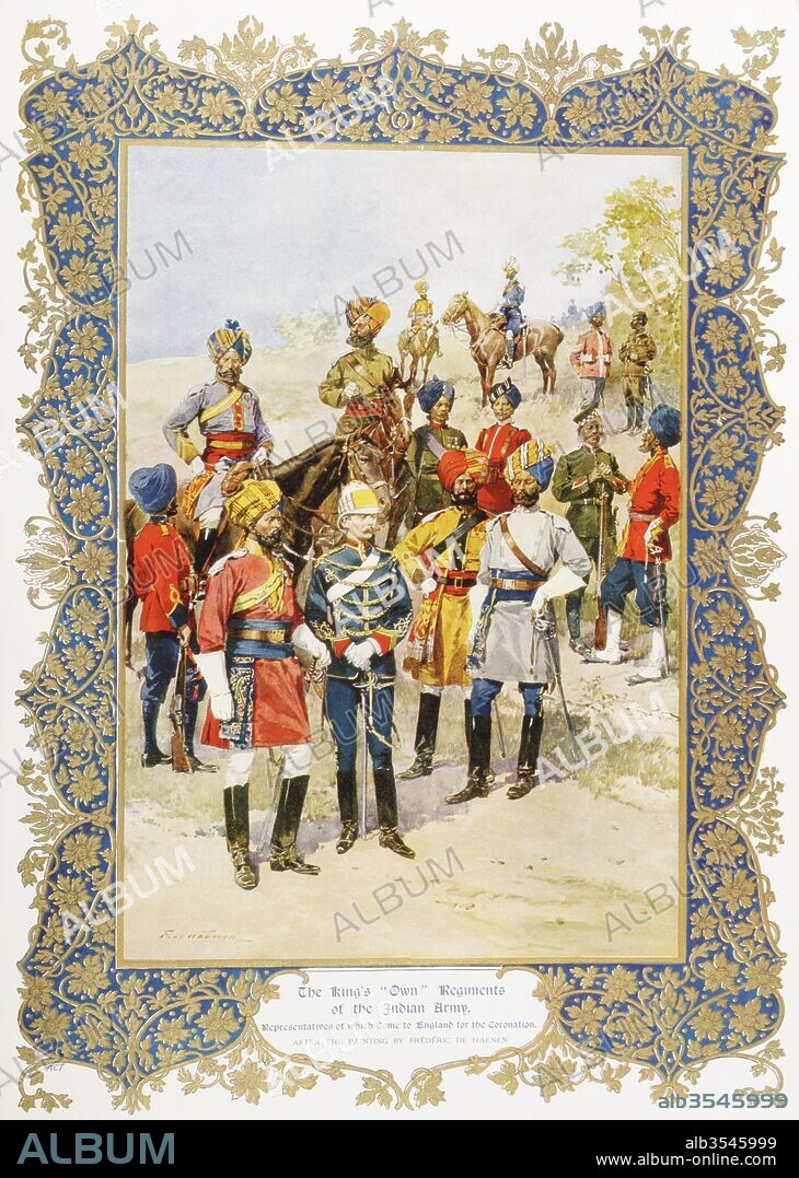 The King's Own Regiments of the Indian Army who came to the coronation of King George V, 1910. From The Illustrated London News, 1910.