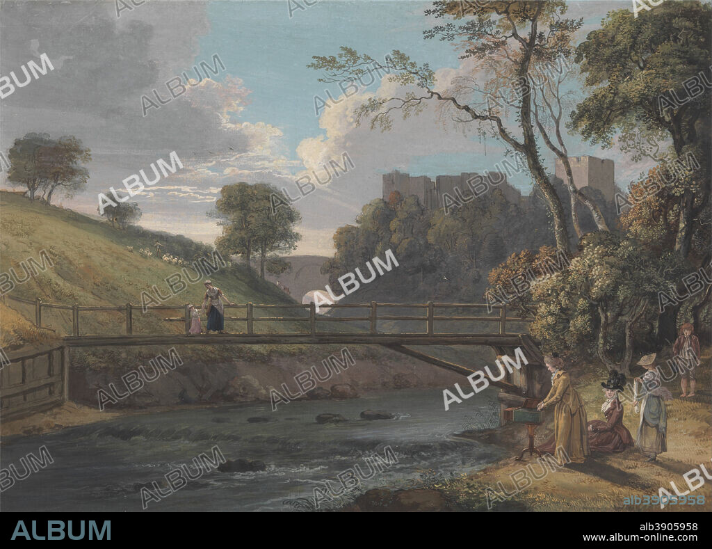 PAUL SANDBY. Roslin Castle, Midlothian. Date/Period: Ca. 1780. Painting. Gouache on medium laid paper, mounted on board. Height: 460 mm (18.11 in); Width: 384 mm (15.11 in).