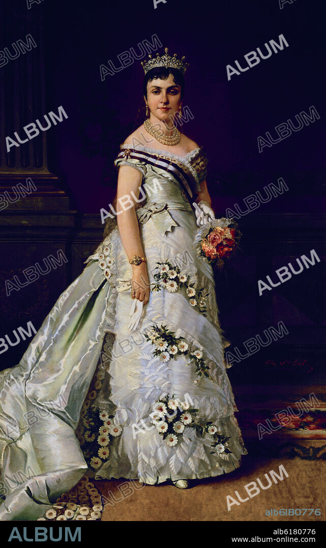 GIL M. SN. RETRATO DE LA REINA MARIA DE LAS MERCEDES DE ORLEANS Y BORBON EL DIA DE SU BODA.