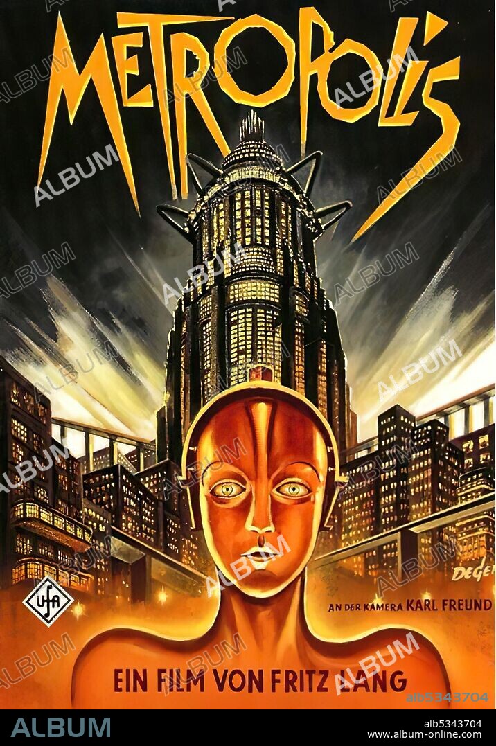 Plakat zu METROPOLIS, 1927, unter der Regie von FRITZ LANG. Copyright U.F.A.
