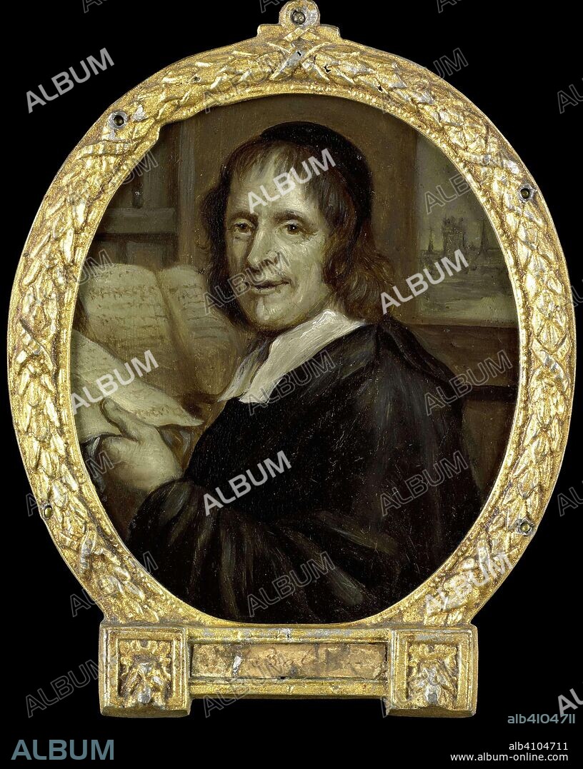 Matthijs Balen Jansz (1611-91), poet and chronicler of Dordrecht. Painter: Jan Maurits Quinkhard. Print maker: Romeyn de Hooghe (copy after). Dating: 1732 - 1771. Measurements: h 11 cm × w 9.5 cm; h 41.2 cm × w 47.4 cm × d 1.6 cm.
