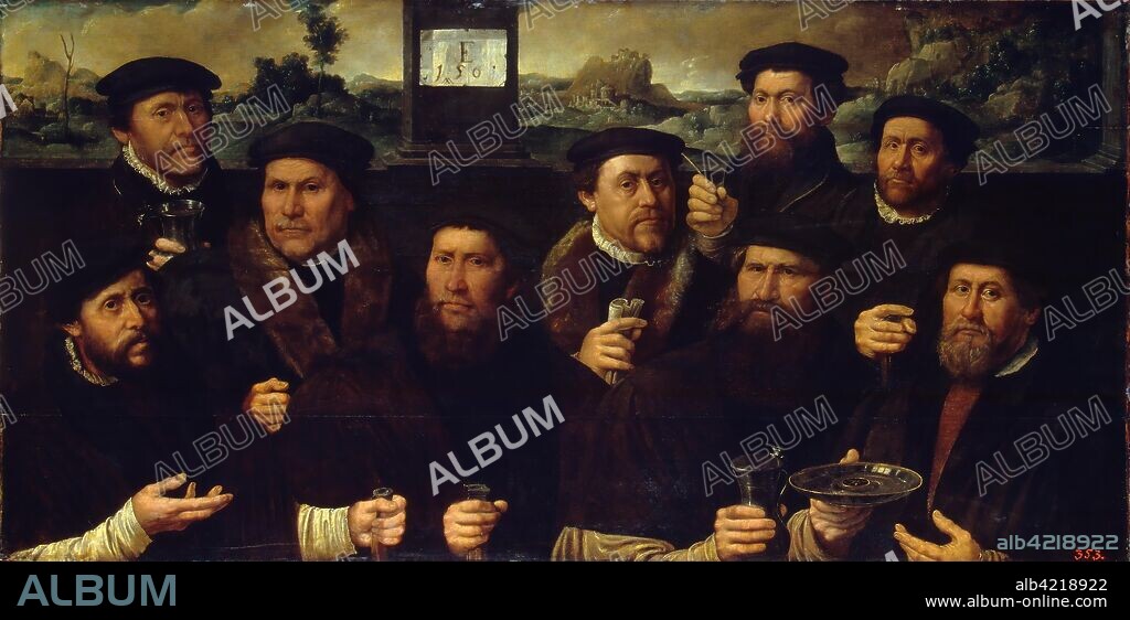 DIRCK JACOBSZ.. 'Group Portrait of the Amsterdam Shooting Corporation'. Netherlands, 1561. Dimensions: 91x184,5 cm.