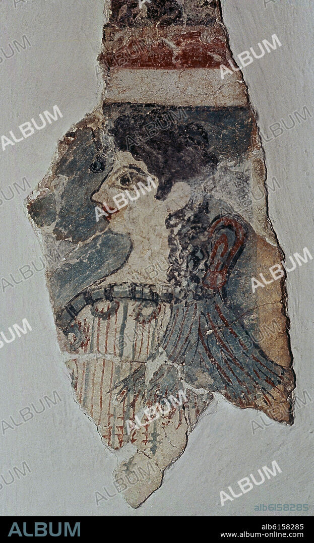 FRESCO DE LA PARISINA PROCEDENTE DEL PALACIO DE CNOSOS - ESTUCO PINTADO - II MILENIO AC.
