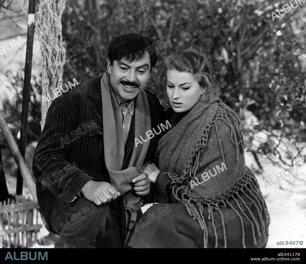 PEDRO ARMENDARIZ and SILVANA MANGANO in MEN AND WOLVES, 1957 (UOMINI E LUPI), directed by GIUSEPPE DE SANTIS. Copyright TITANUS.