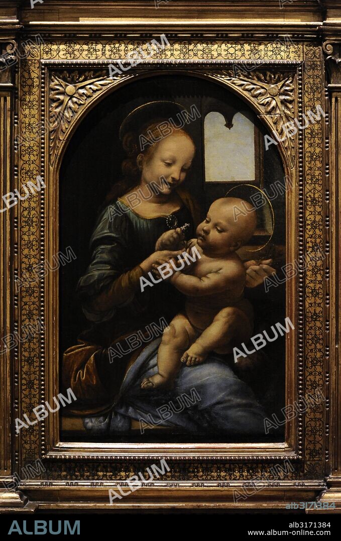 Leonardo da Vinci (1452-1519). Italian polymath. High Renaissance. Florentine School. Madonna and the Child (The Benois Madonna), 1478-1480. Oil on canvas transferred from panel. The State Hermitage Museum. Saint Petersburg. Russia.