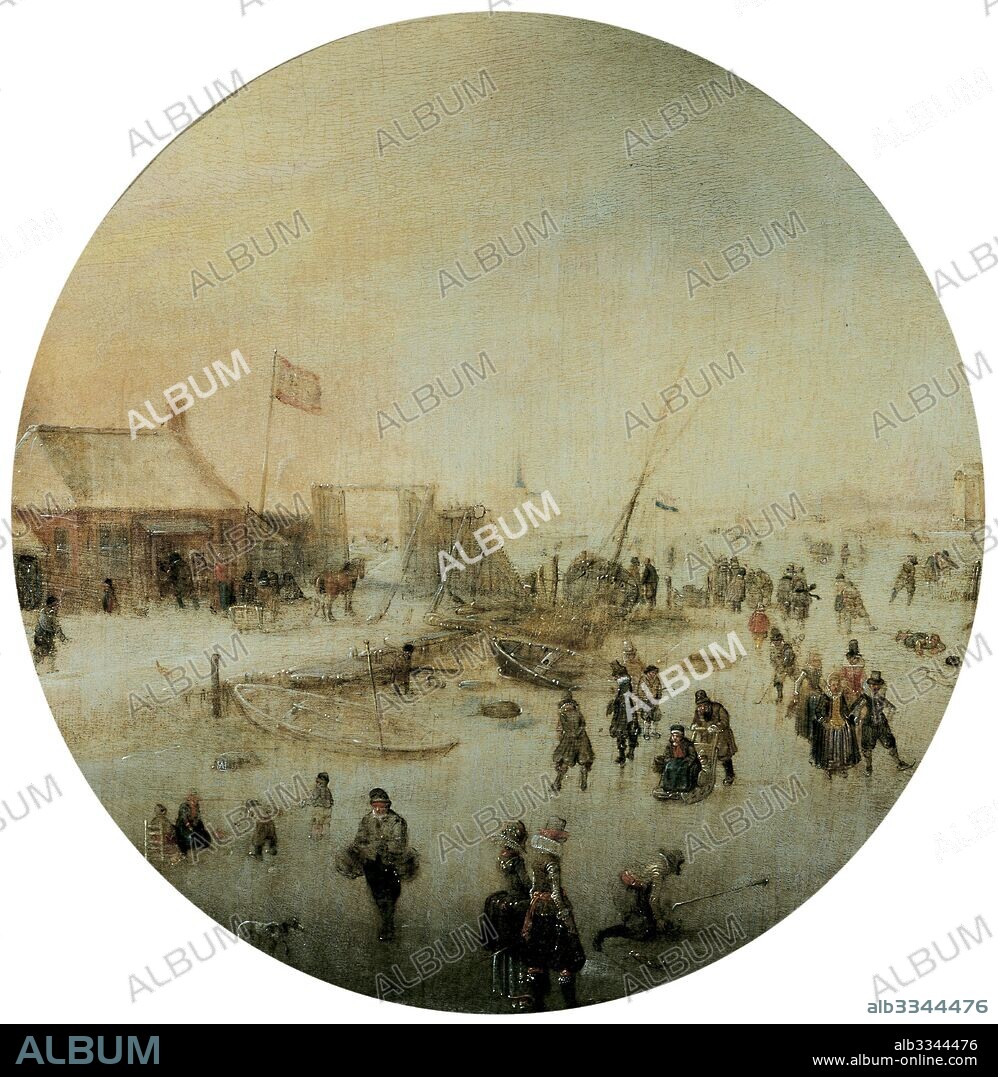 HENDRICK AVERCAMP. Winter landscape with skaters.