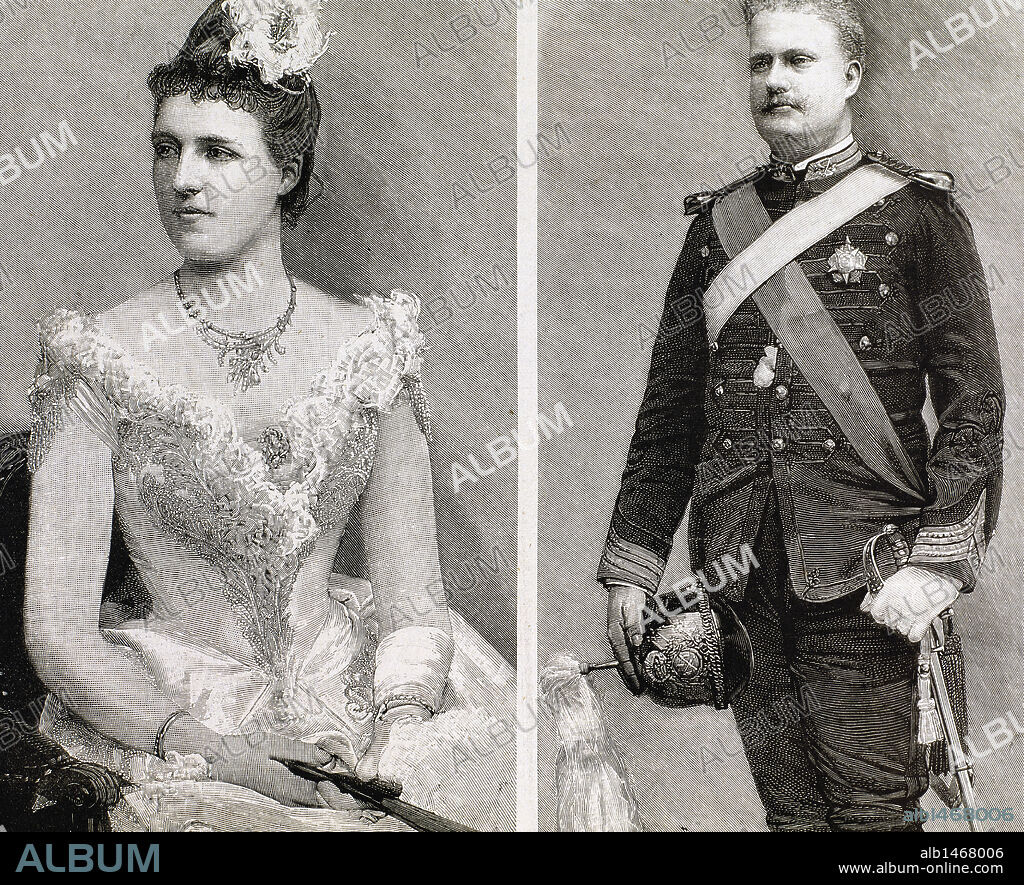CARLOS I DE BRAGANZA (1863-1908). Rey de Portugal (1889-1908). Hijo de Luis I de Braganza-Coburgo y de María Pía de Saboya. Casado con MARIA AMELIA DE ORLEANS (1865-1951) en 1886. Princesa francesa. Hija de Luis Felipe de Orleans, Conde de París. S. XIX-XX (S. XIX-S. XX). Grabado.