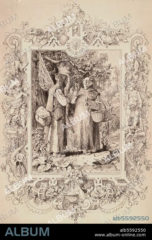 Wolff, Julius; Schriftsteller. 1834-1910. Werke: Der wilde Jäger (1877). "Der Walkenrieder". (Illustration zu der Verserzählung). Lichtdruck nach Tuschzeichnung, 1882, von Karl Rickelt. Aus der Sammelmappe "Der wilde Jäger", München (Verlag A.Ackermann), 1883. Berlin, Sammlung Archiv für Kunst und Geschichte.