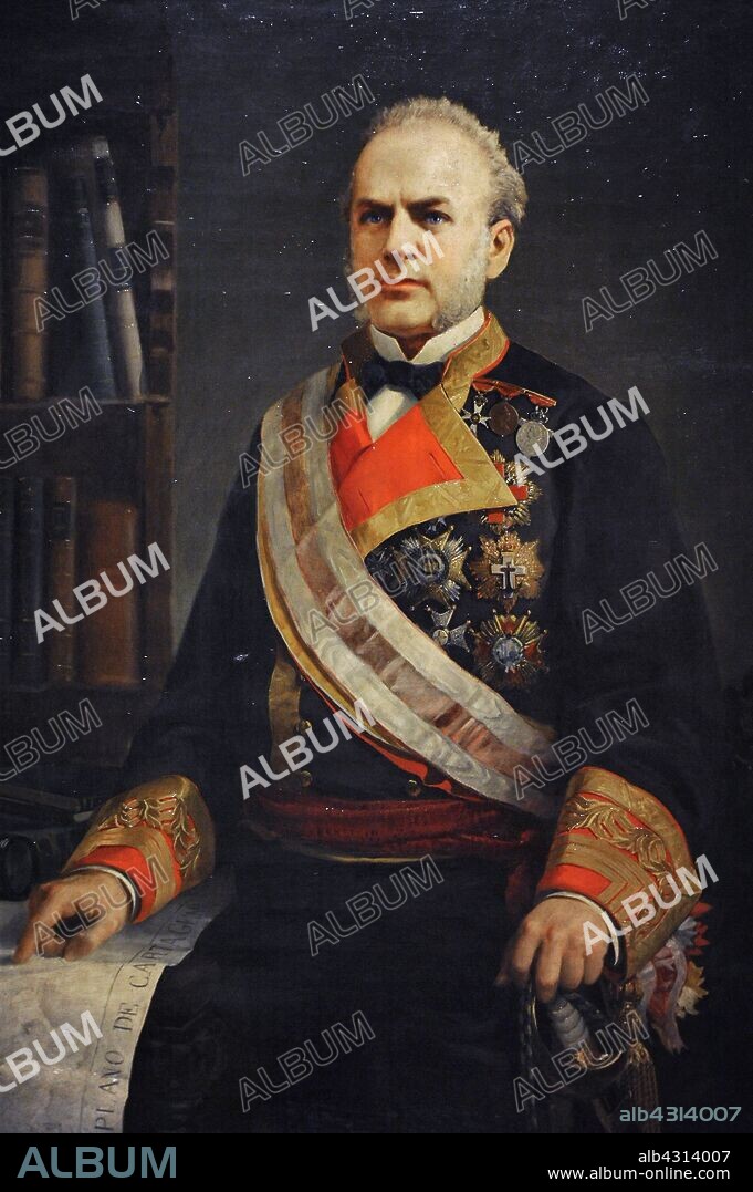 Miguel Lobo y Malagamba (1821-1876). Contraalmirante español. Retrato de Miguel Lobo vestido con el uniforme de gala de contraalmirante. Retrato por Salvador Martínez Cubells (1845-1914), hacia 1881. Museo Naval. Madrid. España.