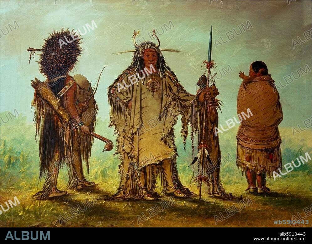 GEORGE CATLIN. Catlin, George. 1796-1872. "Blackfoot-Indianer", 1854. Öl auf Leinwand, 48 × 65,5 cm. Berlin, SMB, Ethnologisches Museum.