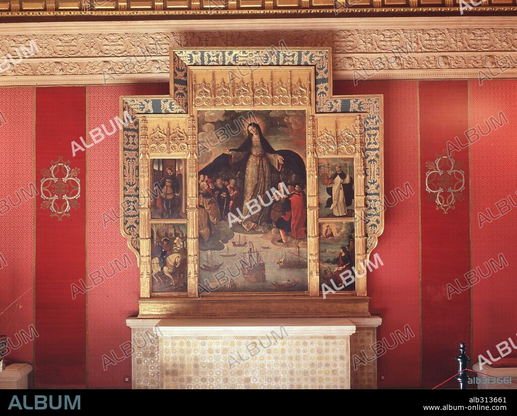Retablo de la Virgen de los Mareantes, en el cuarto del almirante. Alcázar, Sevilla.