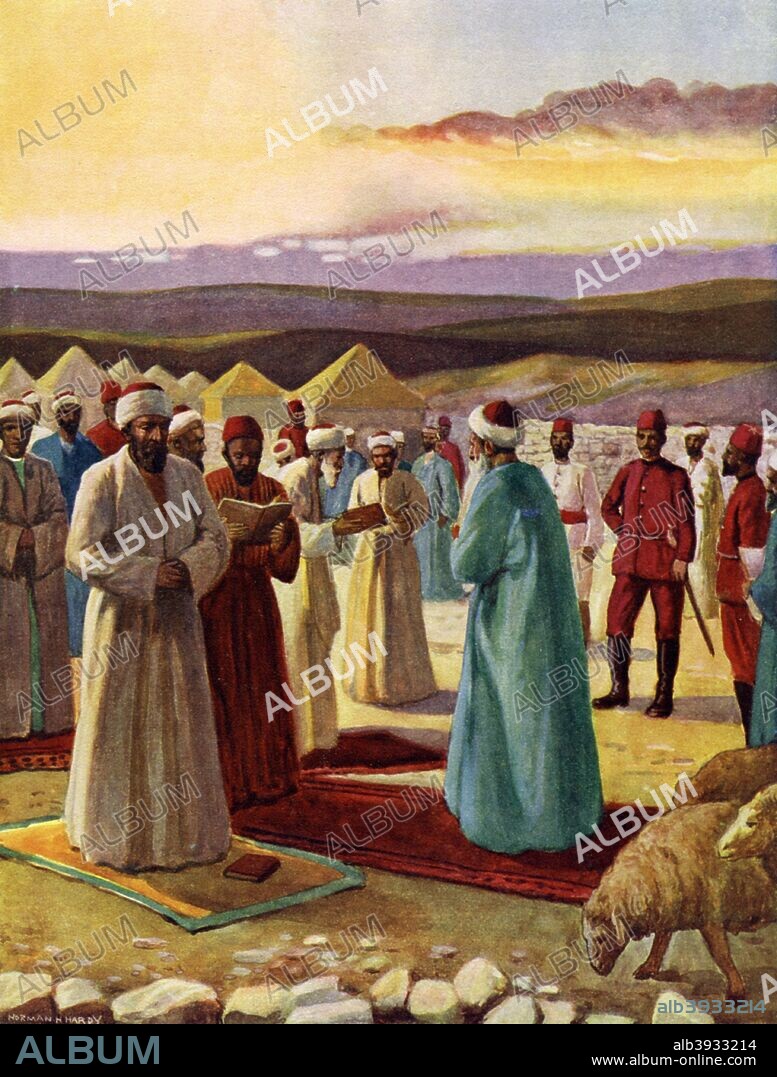 The Samaritan Passover. Samaritanism is a parallel but separate religion to Judaism in the Middle East. The numbers of Samaritans declined considerably after the suppression of their revolt against their Byzantine rulers in 529 and enforced conversion to Islam after the Muslim conquest of Palestine. A print from Customs of the World, Volume II Hutchinson and Co, Paternoster Row, London.