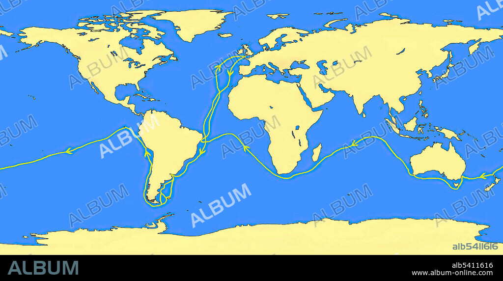 Map charting the voyage of H.M.S. Beagle, 1831-36. The Beagle carried Charles Darwin during the voyage that inspired his theory of evolution. Charles Darwin (1809-1882) was an English naturalist and geologist. He established that all species of life have descended over time from common ancestors, and in a joint publication with Alfred Russel Wallace introduced his scientific theory that this branching pattern of evolution resulted from a process that he called natural selection, in which the struggle for existence has a similar effect to the artificial selection involved in selective breeding.