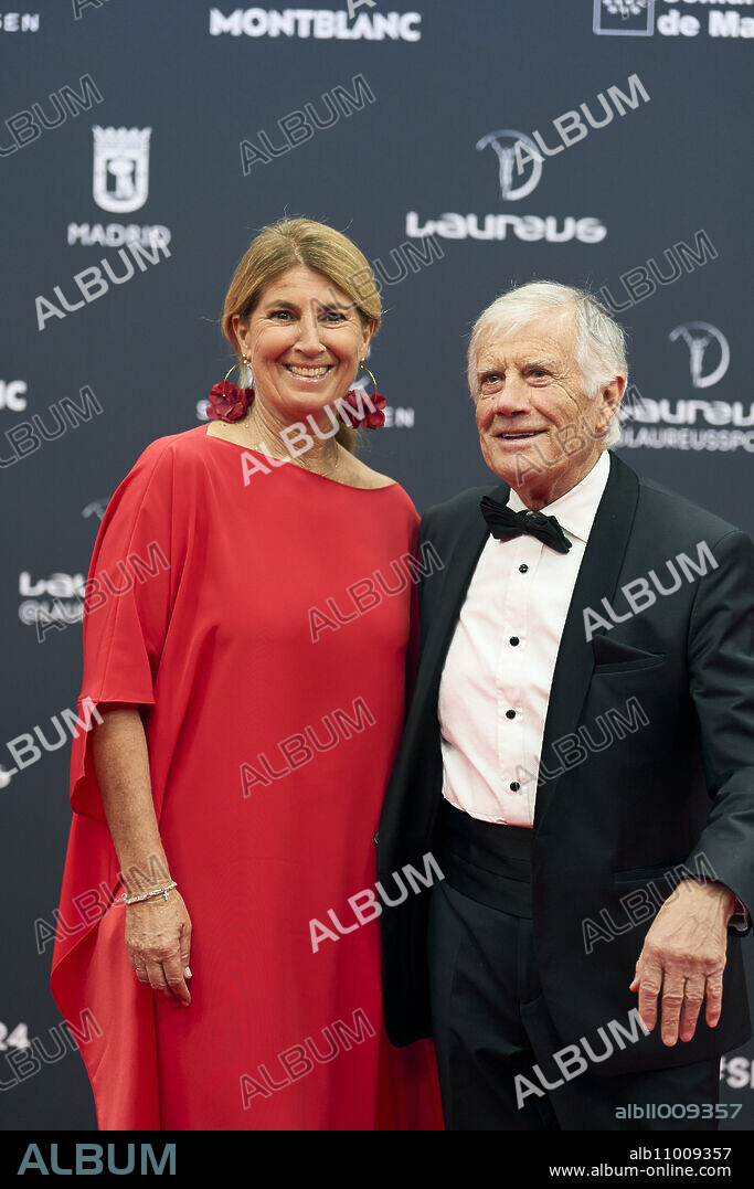 Giacomo Agostini, Maria Agostini attends Laureus World Sports Awards Madrid 2024 - Red Carpet at Palacio de Cibeles on April 22, 2024 in Madrid, Spain.