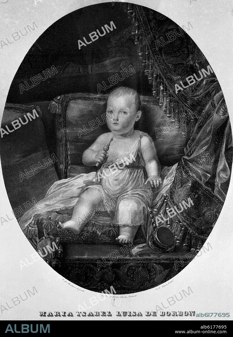 JOSE DE MADRAZO (1781-1859). MARIA ISABEL LUISA DE BORBON - INFANTA DE ESPAÑA - LITOGRAFIA DE J A LOPEZ.