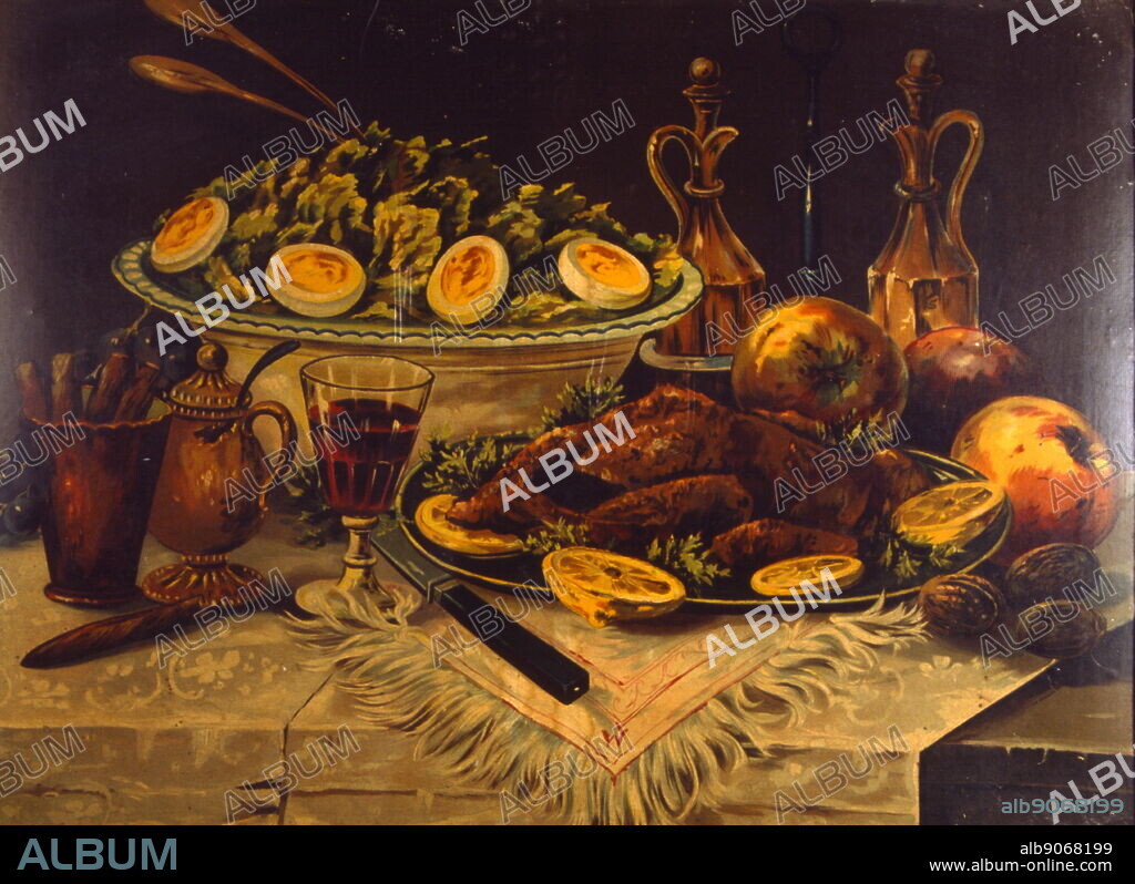 French 19th century still life painting. Artist unknown); . Circa 1870.