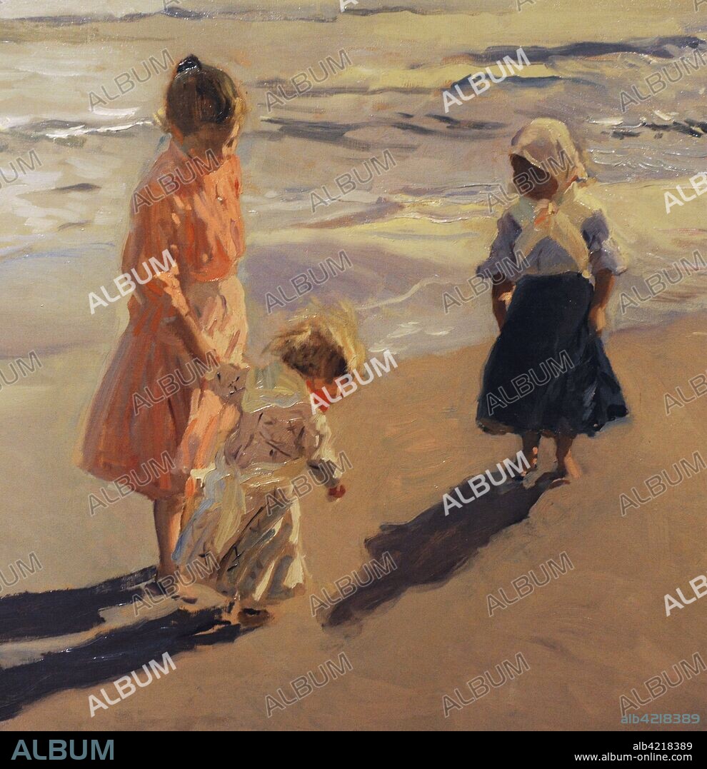 Joaquín Sorolla y Bastida (1863-1923). Pintor español. Niños en la playa, 1908. Detalle. Colección particular.