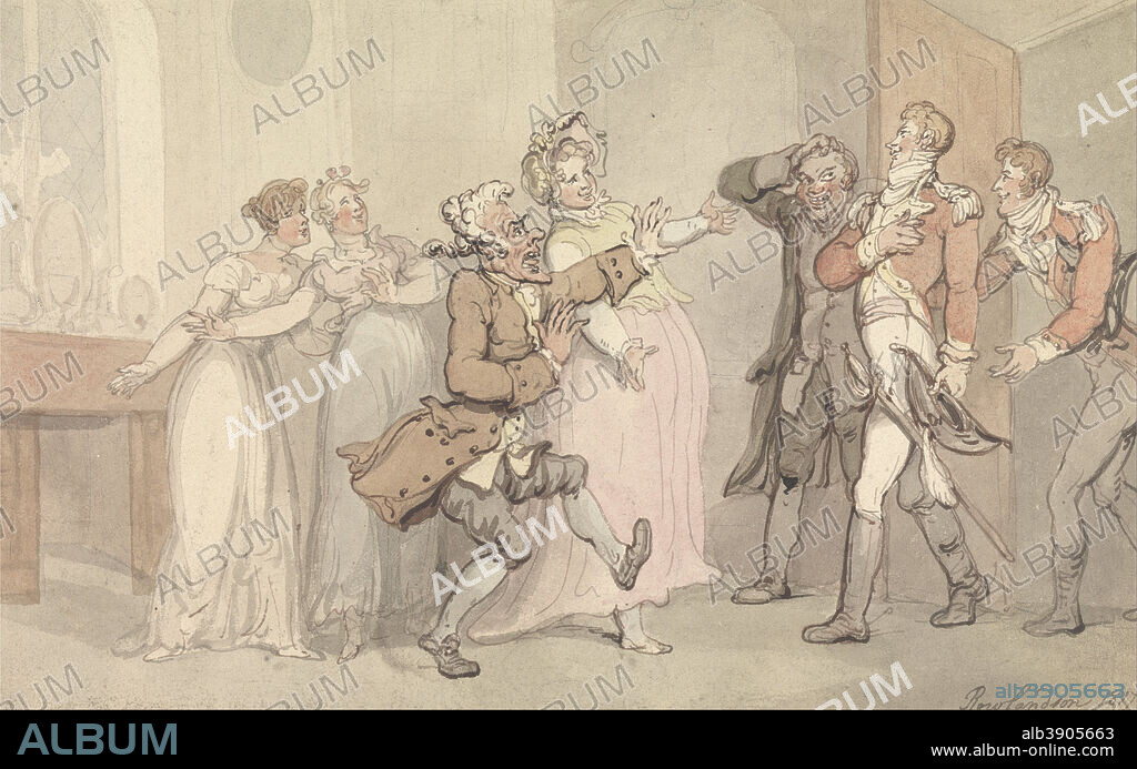 THOMAS ROWLANDSON. Jealousy, Rage, Disappointment... Date/Period: 1817. Drawing. Watercolor, with pen and brown, black, red-brown, and gray ink over graphite on very thick, moderately textured, beige, wove paper. Height: 146 mm (5.74 in); Width: 232 mm (9.13 in).