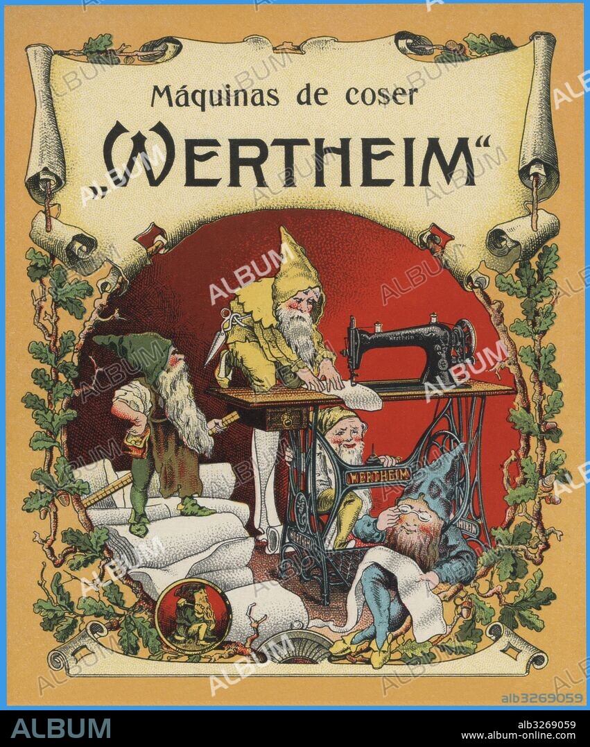 Publicidad. Máquinas de coser Wertheim. Años 1900.