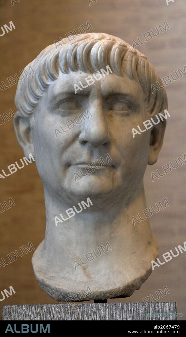 Trajan (53 AD-117 AD). Was Roman Emperor from 98 AD until his death. Bust. Glyptothek. Munich. Germany.