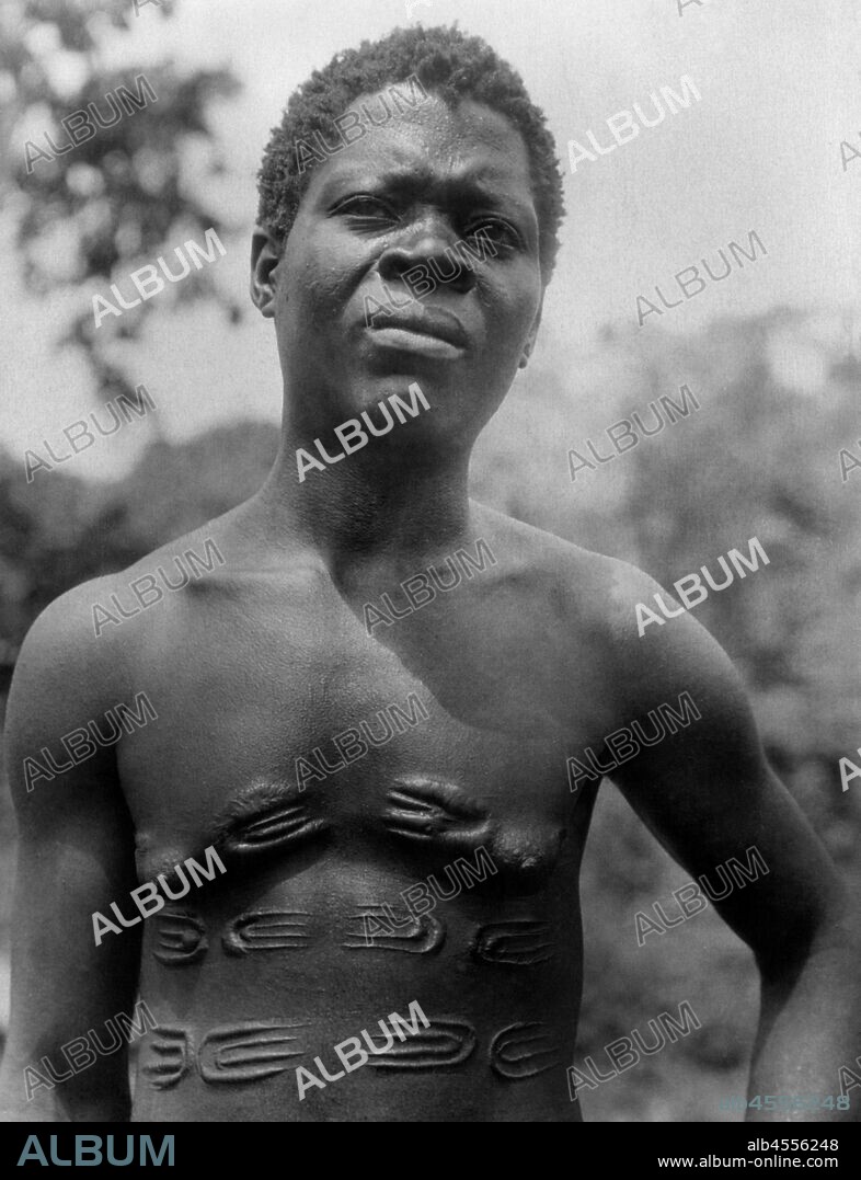 Mangbetu man, belgian congo, africa 1927 1930.