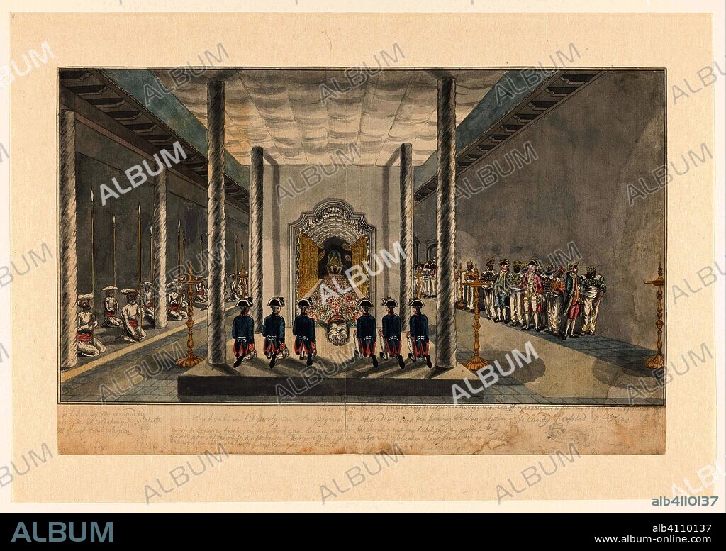 VOC Delegation at an Audience with the King Kandy, Sri Rajadi Raja Sinha. Draughtsman: Jan Brandes. Dating: 10-Oct-1785 - 14-Feb-1786. Place: Kandy. Measurements: h 298 mm × w 269 mm.