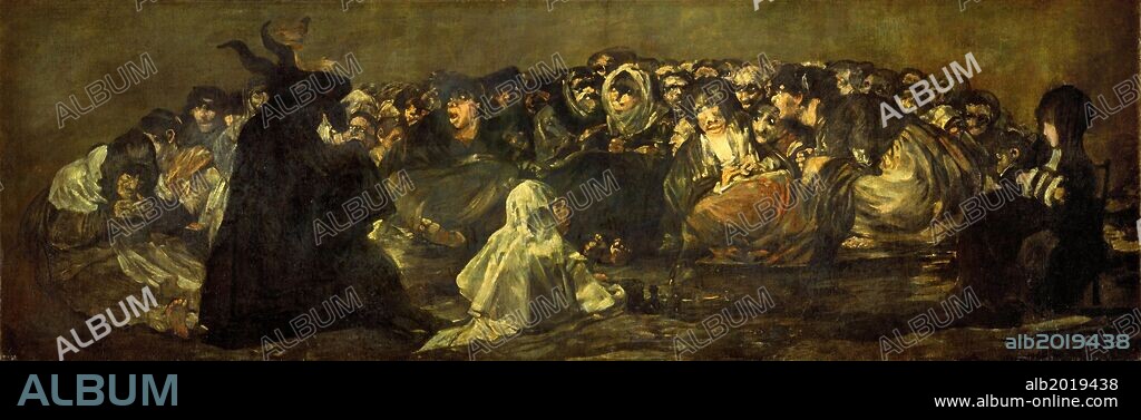 Francisco de Goya / 'Aquelarre or The Witches' Sabbath', 1820-1823, Oil on wall, 140.5 x 435.7 cm, P00761.