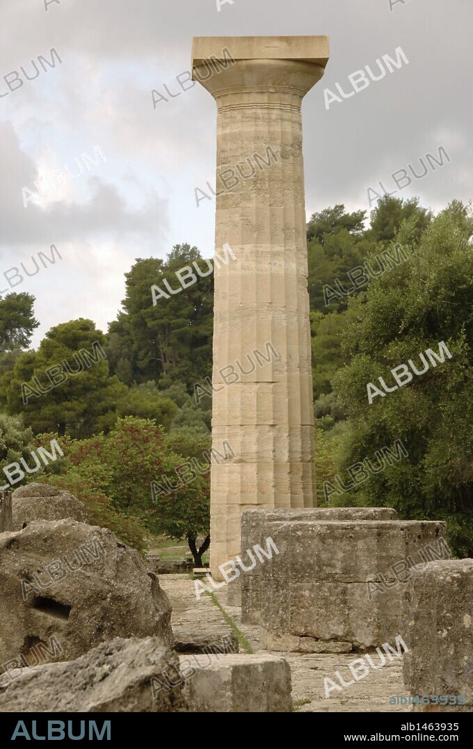 Greek Art. Temple of Zeus. Ruins (471-456 BC). Altis. Olympia. Greece.