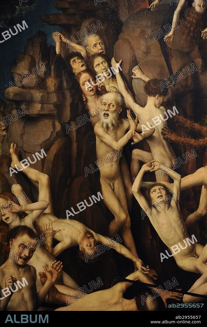 Hans Memling (1430-1494). German painter. The Last Judgment, 1467-1471. Triptych. Right panel. Detail. The damned are being dragged to Hell. National Museum. Gdansk. Poland.