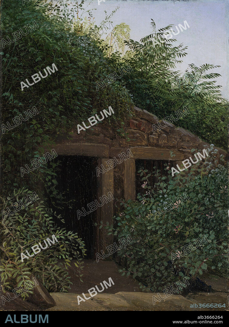 An Overgrown Mineshaft. Artist: Carl Gustav Carus (German, Leipzig 1789-1869 Dresden). Dimensions: 11 1/4 x 8 1/4 in. (28.6 x 21 cm). Date: ca. 1824.
Carus was a leading painter of German Romanticism, second in importance only to his close friend Caspar David Friedrich. He was a multitalented man: a correspondent of Goethe's, theorist, writer on art, medical professor, royal physician, and notable scientist. His now-famous <i>Nine Letters on Landscape Painting</i> (1831) reflects his changing attitude toward nature. Having initially embraced a religio-mystical Romanticism, one that was nurtured by his friendship with Friedrich, Carus then changed course, moving toward greater objectivity and a nascent naturalism. His increased spontaneity in the face of nature is vividly expressed in the modest motif of <i>An Overgrown Mineshaft</i>, an entrance to a rock cave that has been taken over by riotous weeds and bushes.