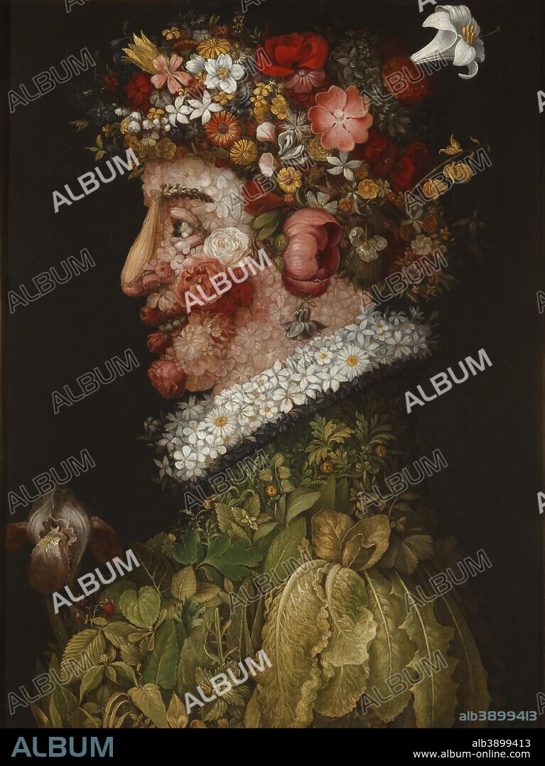 GIUSEPPE ARCIMBOLDO. La Primavera. Date/Period: 1563. Painting. Oil on canvas. Height: 76 cm (29.9 in); Width: 63.5 cm (25 in).