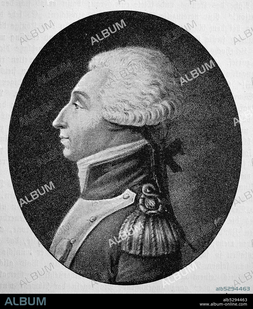 Marie-Joseph-Paul-Yves-Roch-Gilbert du Motier Marquis de La Fayette or Lafayette, September 6, 1757 - May 20, 1834, was a French general de division and politicians  /  Marie-Joseph-Paul-Yves-Roch-Gilbert du Motier, Marquis de La Fayette oder Lafayette, 6. September 1757 - 20. Mai 1834, war ein französischer General de division und Politiker, Historisch, historical, digital improved reproduction of an original from the 19th century / digitale Reproduktion einer Originalvorlage aus dem 19. Jahrhundert,.