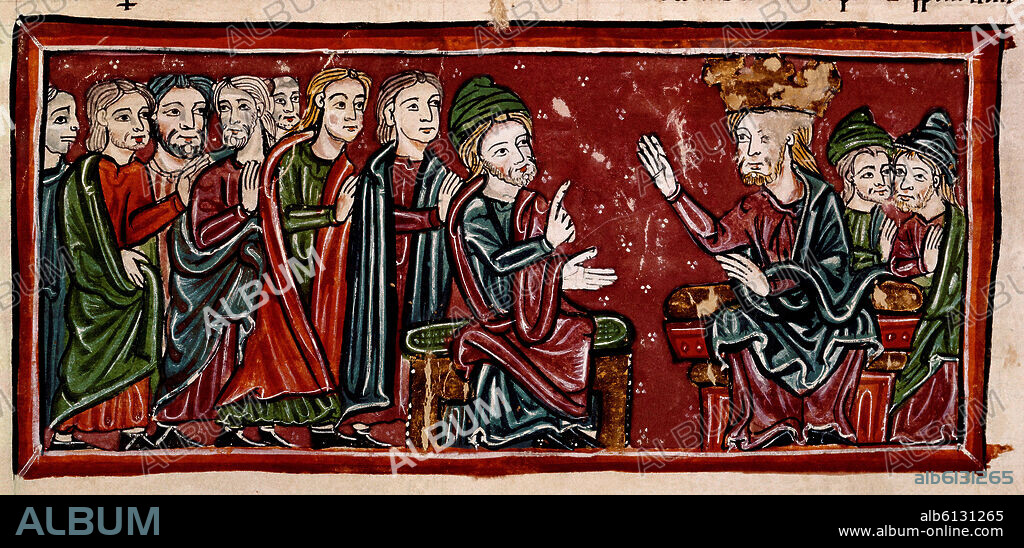 13th century Bible. Tome I. Saul and Samuel. Gothic miniature. Madrid, Academy of history.